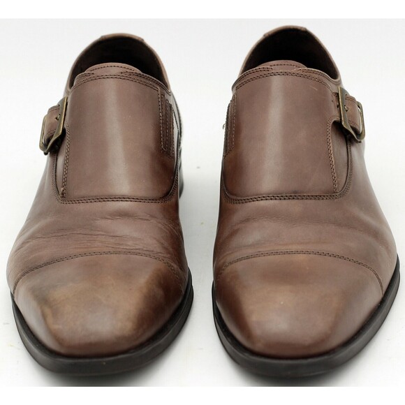Donald J Pliner Sergio Monk Strap Shoes Mens 10.5M Brown Leather Cap Toe Italy main image 10